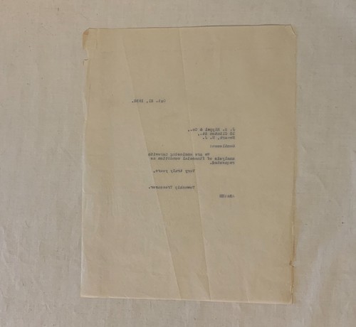 Vintage 1932 Township Treasurer Reply to J. S. Rippel & Co. Springfield NJ - Picture 2 of 2