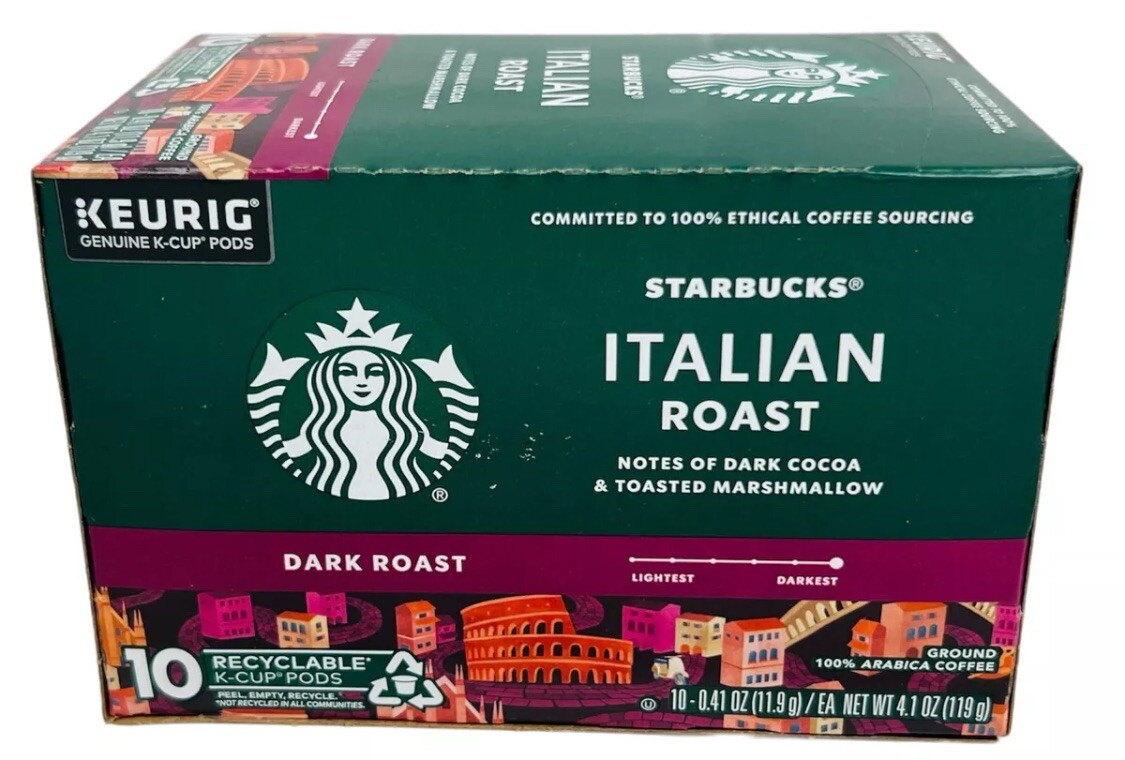 Starbucks Italian Roast Dark Roast Coffee Keurig K Cup Cups 10 ct 4.1 oz