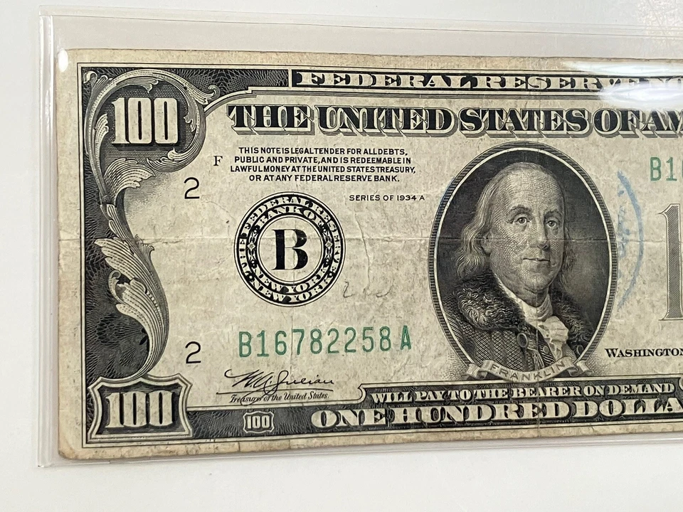 1934 Series A  $100 Federal Reserve Note NEW YORK NY - Image 4 of 4