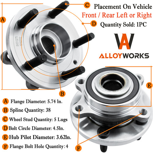 Front Wheel Hub Bearing Assembly for Ford Edge Taurus Flex / Lincoln
