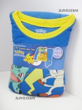 Pokemon Boys 2pc Pajama Sleepwear Set Flannel Size 14 16 Blue Kanto Region 14/16