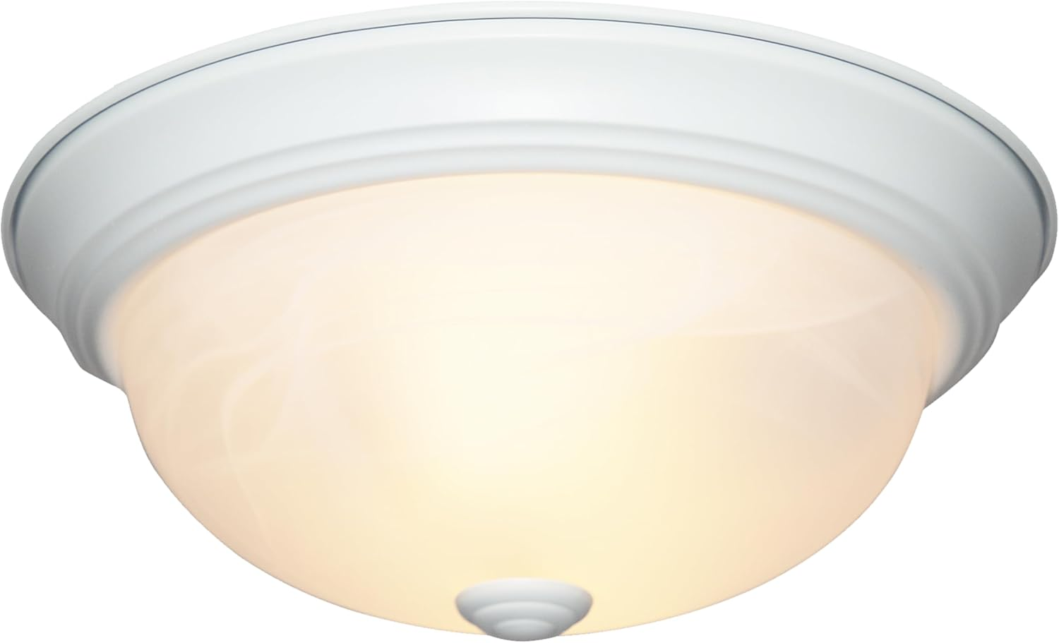 1257L-WH-AL Decorative 3-Light Flush Mount, White Finish with White Alabaster Gl