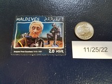 Jacques Cousteau French naval officer 2017 Maldives Perforated Stamp (a)