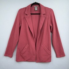 Matty M Blazer M Dusty Rose Pink Textured Knit Open Front Stretch Casual Jacket