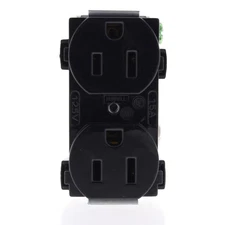 Hubbell BR15BLK Black 15A Commercial Strapless Receptacle Duplex Outlet 125V