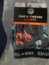 1 PR MENS PAIR OF THIEVES~SUPERFIT~MERMAIDS "SILKY" KNIT BOXER BRIEF~NWT SIZE XL