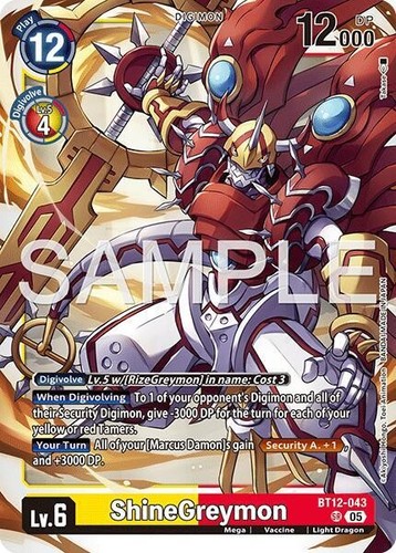 ShineGreymon [Regionals Champion Foil] #BT12-043 Digimon Across Time card