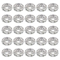 10Mm Rondelle Spacer Perlen, 50 StüCk Kristall Strass Perlen Spacer, Silberton