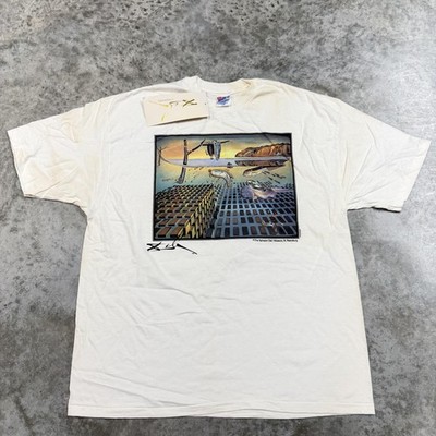 Vintage Salvador Dali Shirt Mens Large White Disintegration Graphic Beefy-T