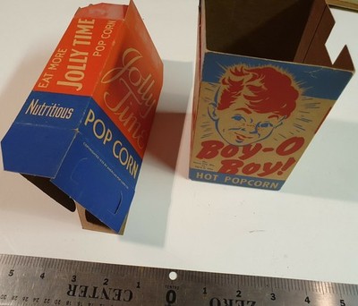 1950s 2 Vintage Popcorn Boxes Boy-O-Boy and Jolly Time