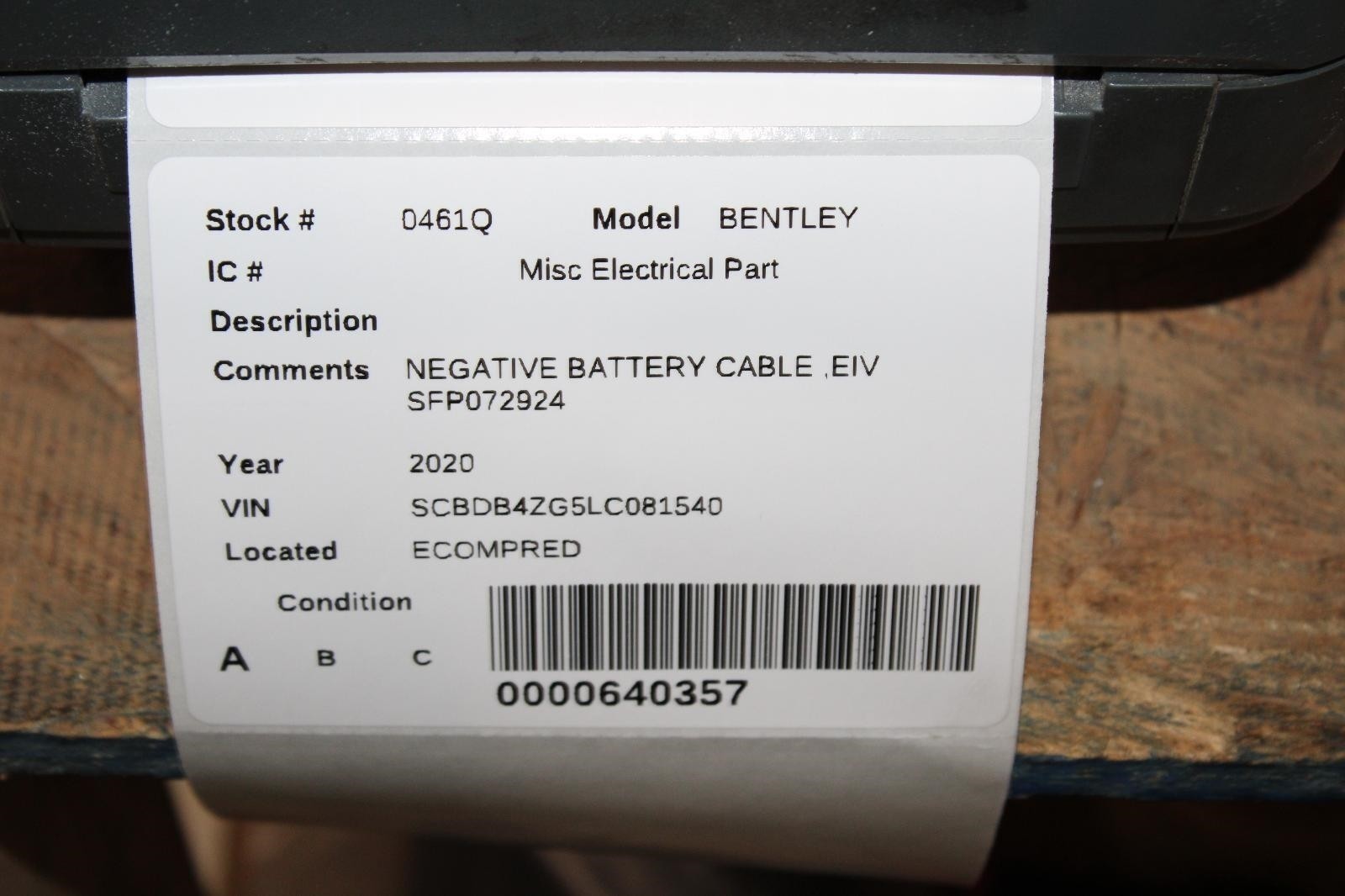 19-24 CONTINENTAL GT GTC Negative Ground (-) Battery Cable Wire Wiring OEM WTY