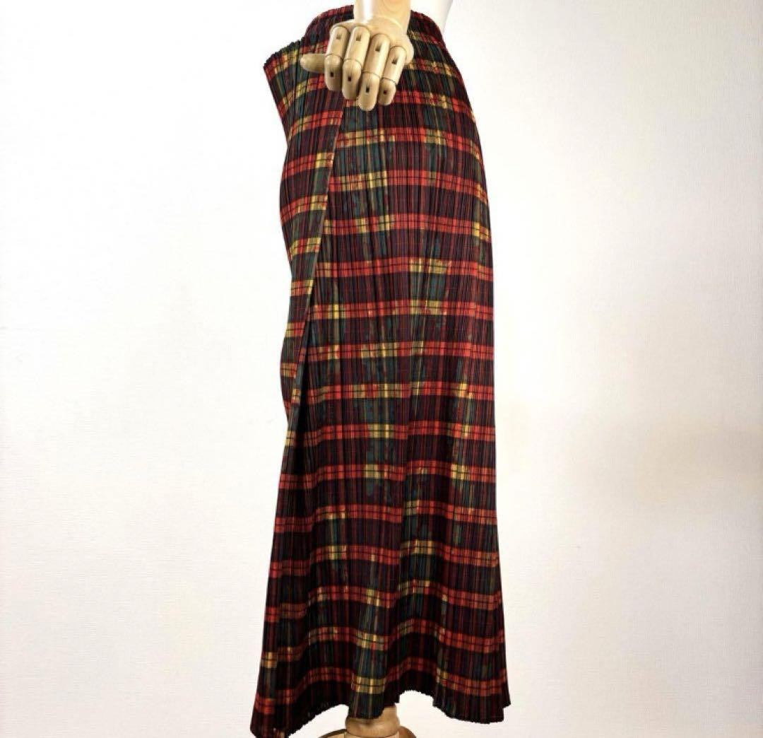 スカート Pleats Please Checker Long Skirt PLEATS PLEASE Pleated Check Pattern Multicolor Long Skirt