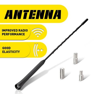12 Inch Antenna Mast Black Power Radio AM/FM w/ Screws Car Universal Replacement