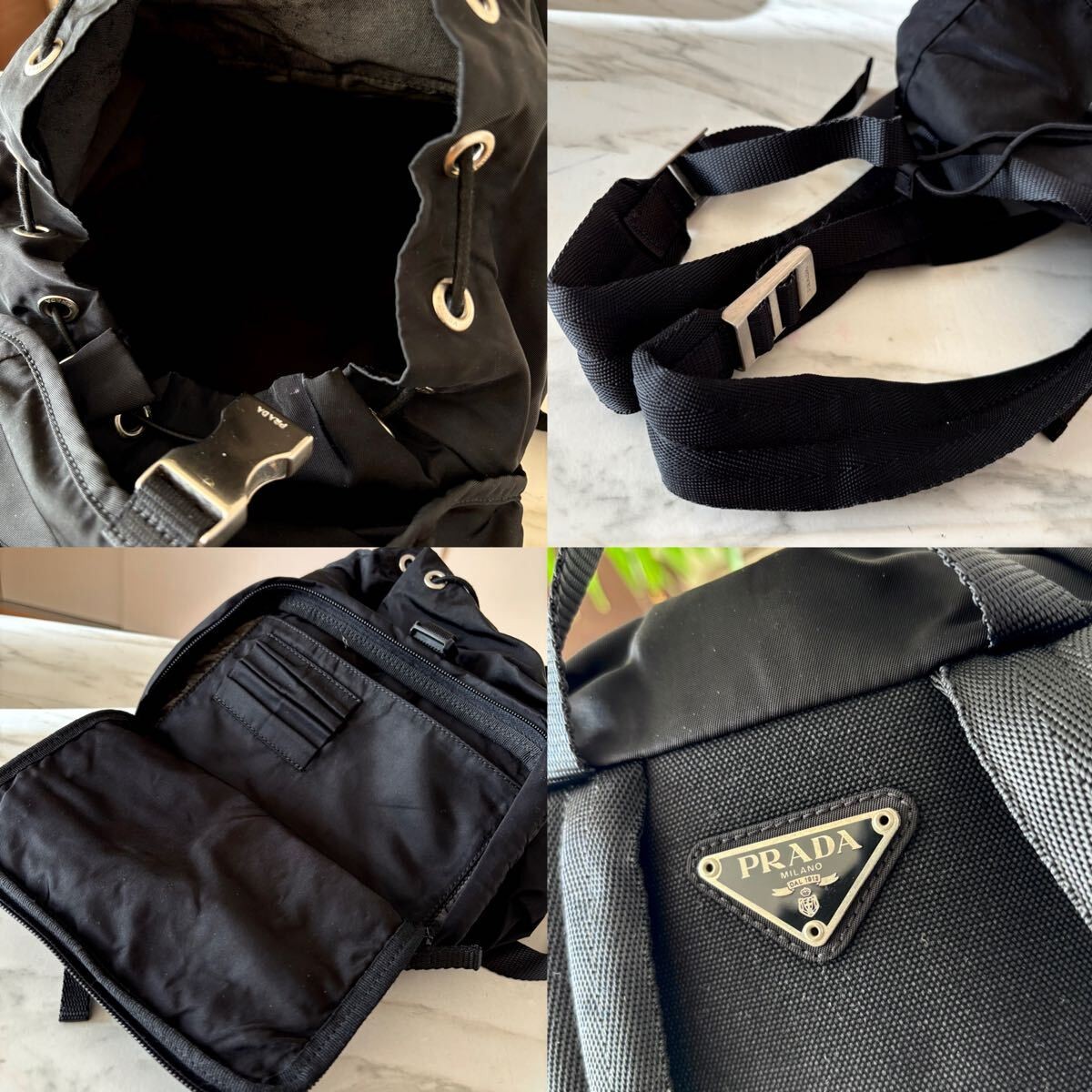 PRADA Tessuto Backpack Women s Men s Black Shoulder Business Commuting Travel thumbnail 4