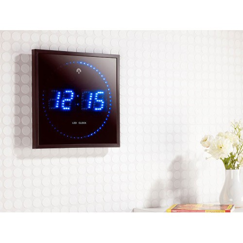 Horloge digitale radio-pilotée bleue avec grand écran LED pour table de chevet