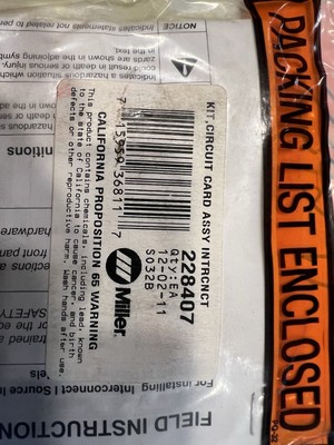 MILLER 228407 CIRCUIT CARD Assy Intrcnct Kit, New Unopened proheat
