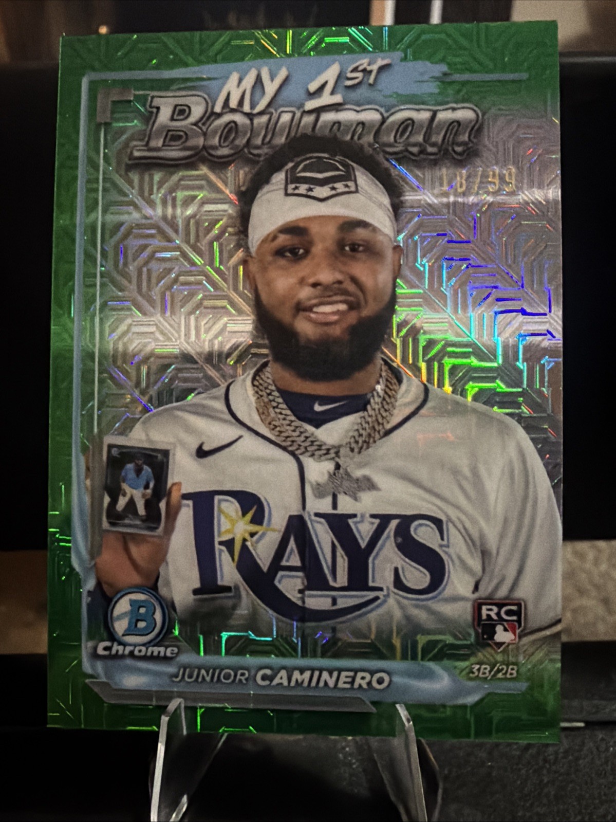 2024 Junior Caminero Bowman Chrome My 1st Bowman Green Mojo Refractor /99 RC