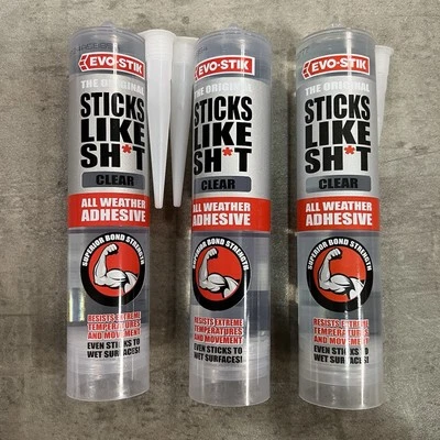 3x Evo-Stik Sticks Like Sh*t All Weather Polymer Adhesive Sealant CLEAR 290ml