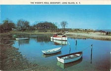 Postcard Boat Widow's Hole Greenport Long Island New York NY