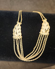 Trifari Crown White Enamel Leaf & Chains Necklace Dainty Vintage 1960's 15" — photo 10