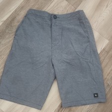 Rip Curl Boys Gray Chino Shorts Solid Flat Front Button Slash Pockets Logo