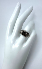 Black Onyx Flower Sterling Silver ring Size 6