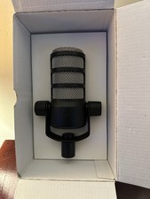 Pair Rode PodMic Dynamic Podcasting Microphones Black W/ Stands.
