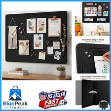 AKTOP Large Black Cork Board 48" x 36" Foldable Felt Notice Pin Board 25