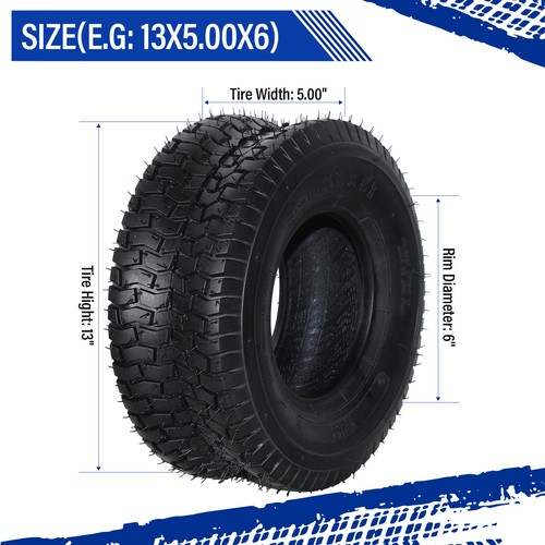 2 New 13x5.00-6 Lawn Mower Tractor Turf Tires 4 Ply Rated 13x5-6 13 5 6 ...