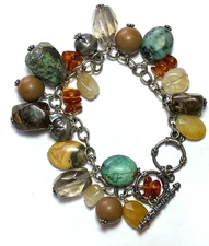 Sterling Silver Silpada B1648 Multi Stone Cha Cha Toggle Bracelet 8.5"
