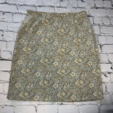 Vintage Old Navy Y2K 2001 Cream Blue Paisley Print Boho Slip Midi Skirt Size 12