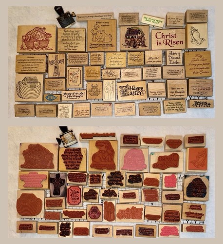 Wood-Mounted Rubber Stamps - Religious, Easter, Noah’s Ark, Bible Verses 