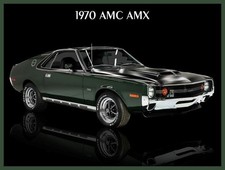 1970 Amc Amx In Dark Green Black New Metal Sign 9x12 Free Shipping