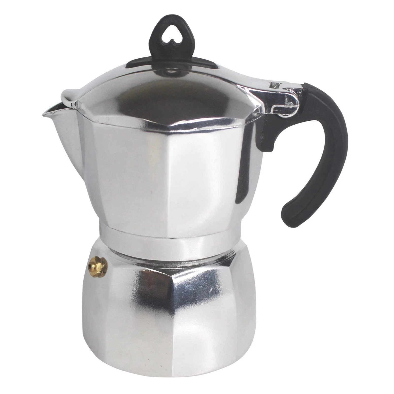 Imusa 3 Cup Stovetop Espresso Maker with Heart Shaped Knob, Silver 3 Cup, Epic