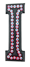 Dot Painted Wood Letter-I, Red, White, Blue