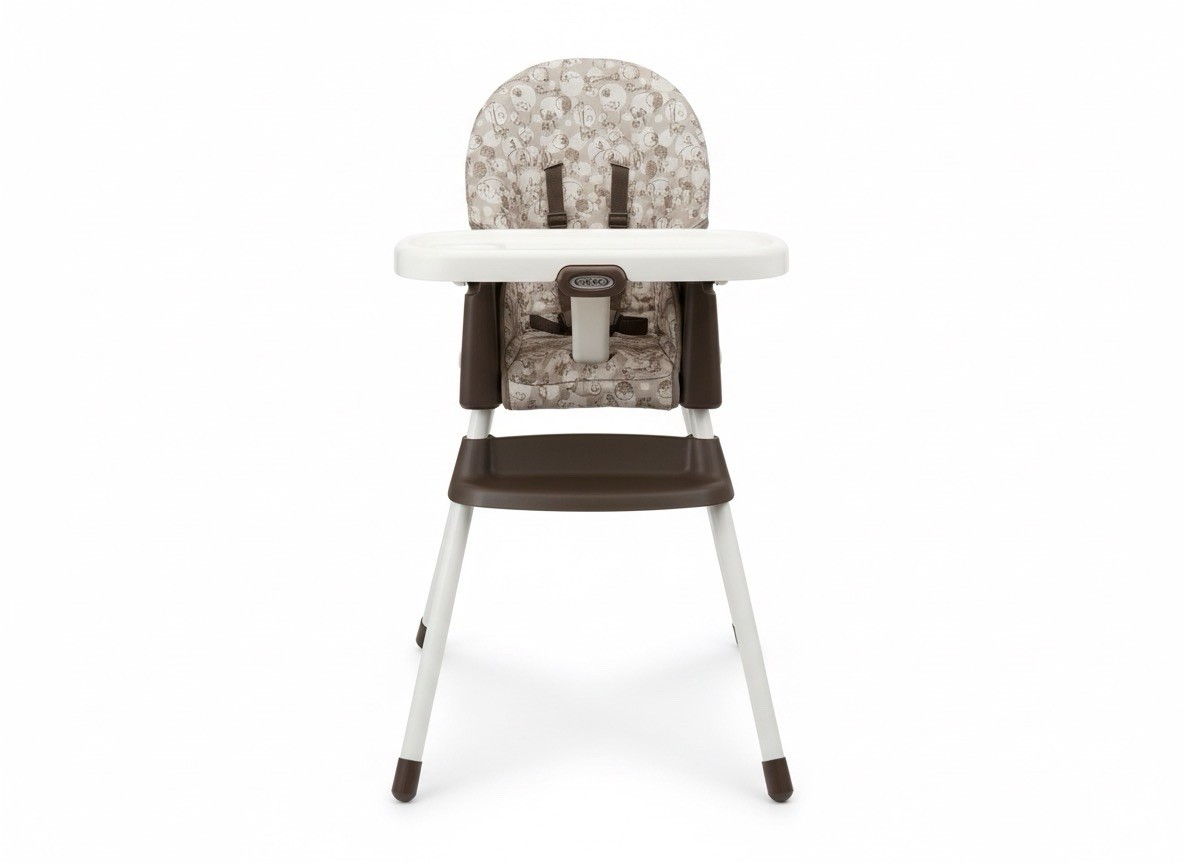Graco High Chair Brown Elephant Print Adjustable Baby Feeding Seat
