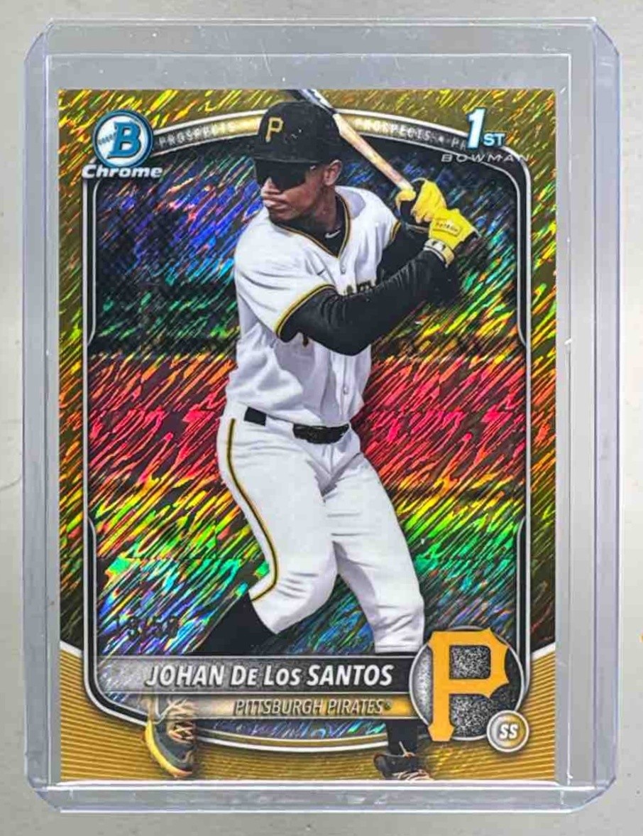 Johan De Los Santos 2025 Bowman Chrome BCP-163 Gold Shimmer Refractor 1st RC /50