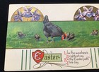 ART DECO EMBOSSED NASH EASTER GREETING PC, BLACK CHICKENS, FARM DISASTER MESSAGE — photo 2