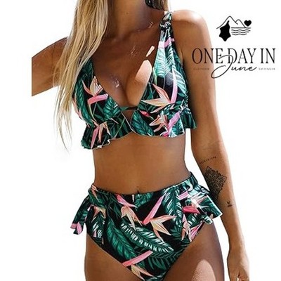 Sporlike Ruffle Triangle Bikini Swimsuit Size L