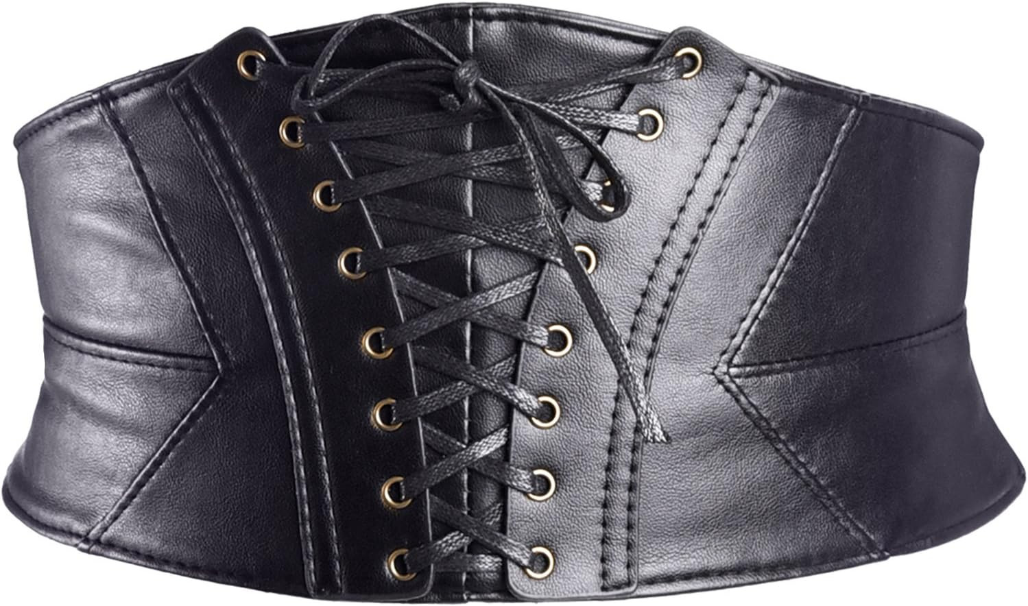 EBOOT Elastic Wide Waist Belt Tied Corset Cinch Belt with Press Button, Black