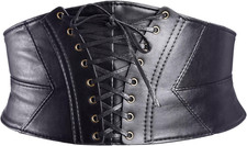 EBOOT Elastic Wide Waist Belt Tied Corset Cinch Belt with Press Button, Black