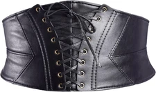 EBOOT Elastic Wide Waist Belt Tied Corset Cinch Belt with Press Button, Black