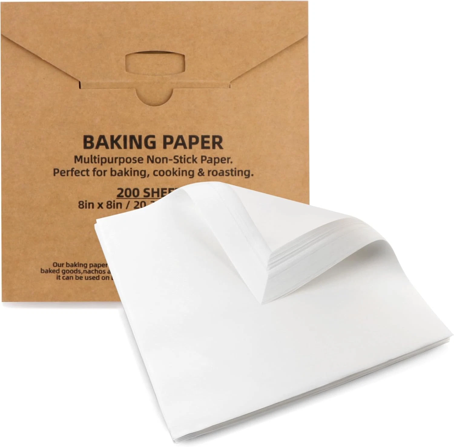 200 Pcs 8X8 Inch Parchment Paper Sheets,Food Grade Precut Baking Paper, Non-Stic