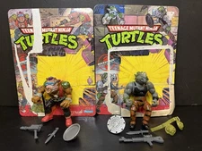 Vintage 1988 TMNT Rocksteady & Bebop Set 100% COMPLETE File Card Back Playmates