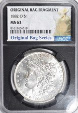 1882 O Morgan Dollar Silver $1 ~ Original Bag Fragment in Slab! NGC MS63!