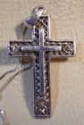 sterling silver cross pendant necklace marked "CW", 20" sterling chain Italy — photo 2