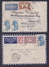 France Cols INDOCHINE 1946-7 x3 covers Saigon Principal Tandinh to Paris & Loire