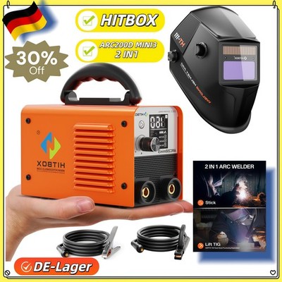 HITBOX Ultra Mini 2IN1 Inverter Schweißgerät DC MMA/ LIFT TIG +Schweißhelm NEU