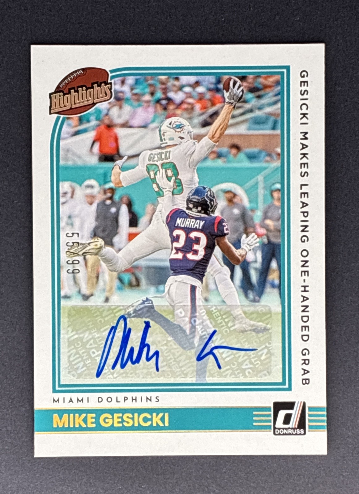 2022 Panini Donruss - Highlights Mike Gesicki #H-MG Autographs /99 (AU)