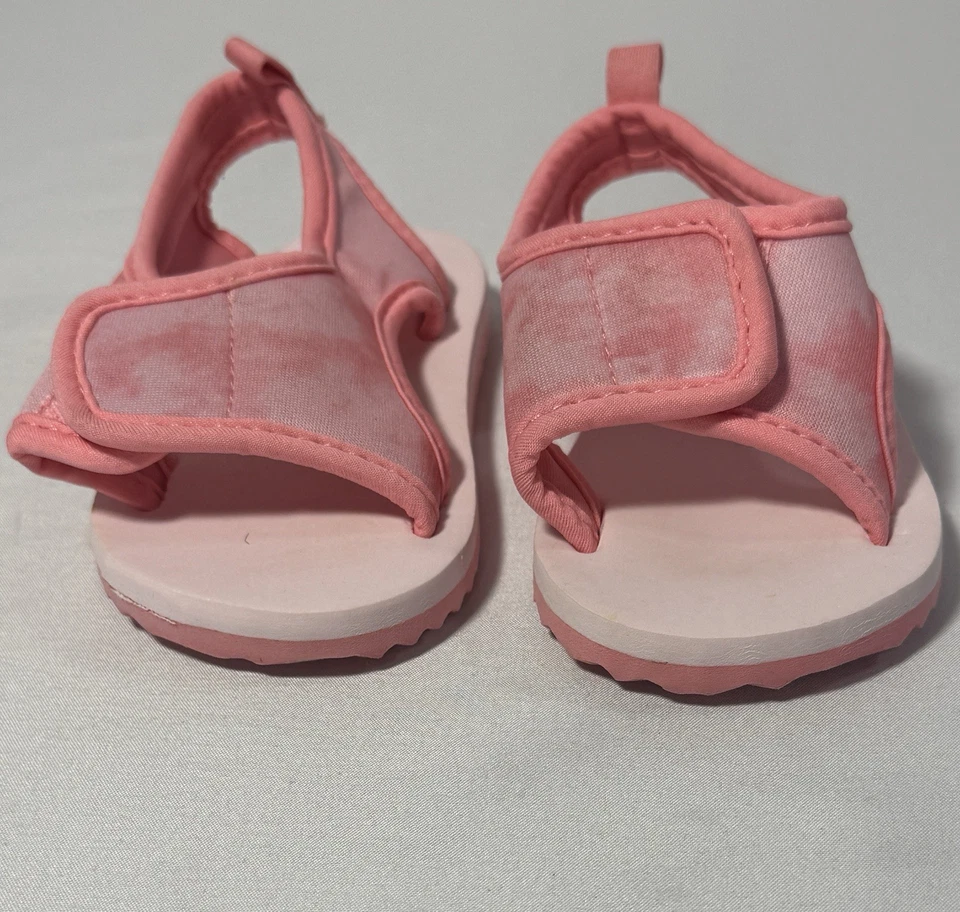 Sapatos de berço Carter's rosa tingido sandálias gancho e laço bebê meninas tamanho 9-12 mos - Imagem 4 de 4